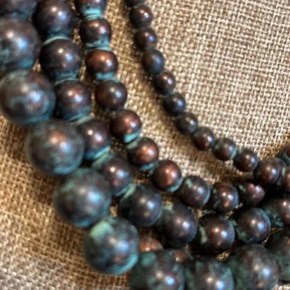 Multi Strand Patina Beaded Ajustable Necklace - Picture 2 of 9
